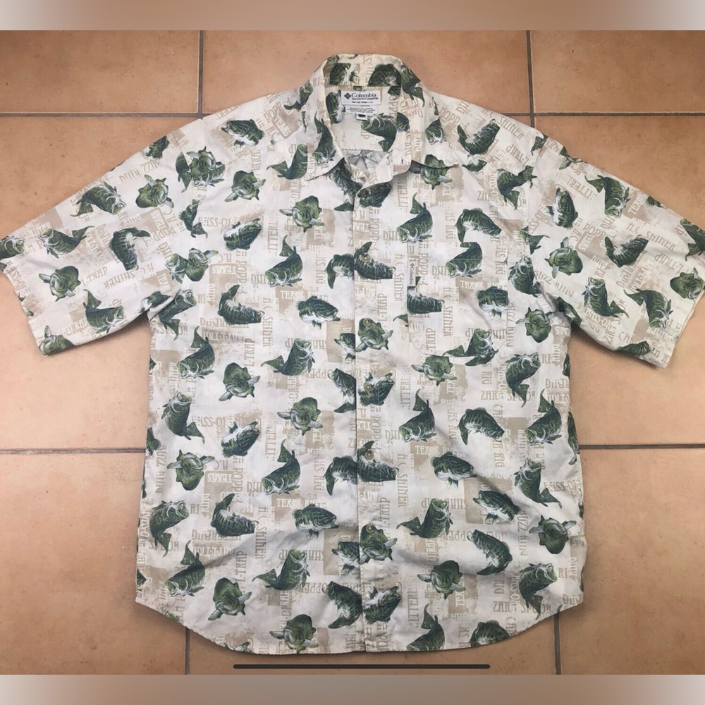 NWOTnColumbia Mens Bass Fish Button Up Shirt L / XL